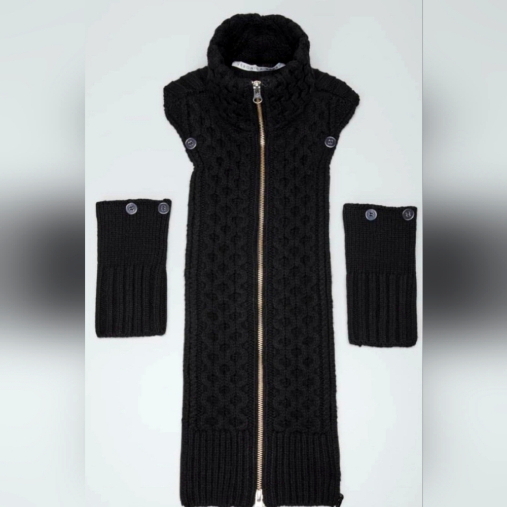 NWT Veronica Beard Dickey Insert&Cuffs In Black Wool Zip Up   $275